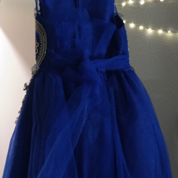 Girls Flower Girl Dress/blue and gold FORMAL DRESS - Picture 5 of 10